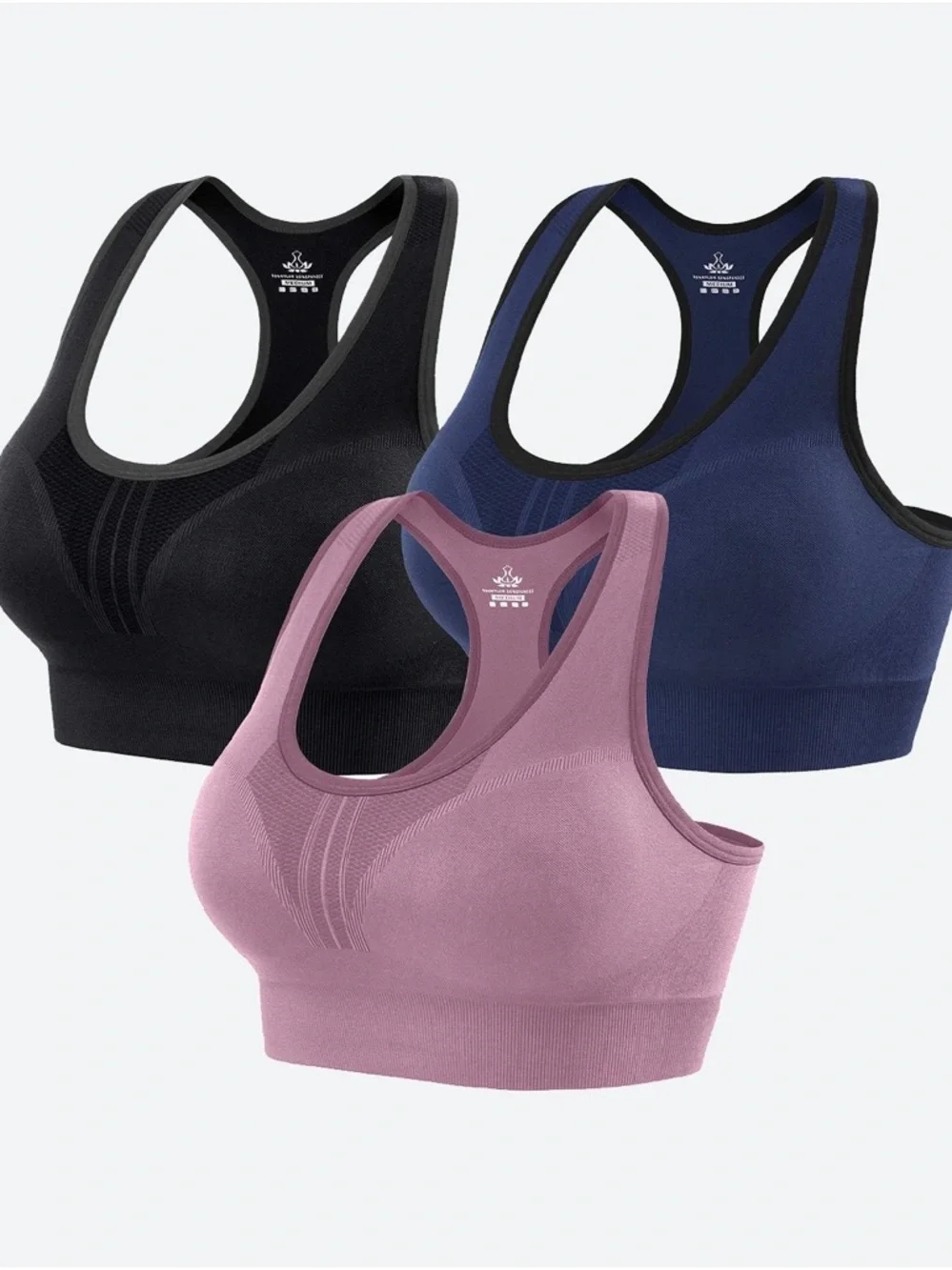 Healthyoga 3 Pack High Impact Racerback Sports Bras Medium Seamless Wireless NWT